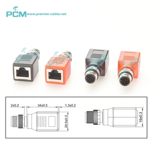 M12 A-Code 8 Pin maschio A RJ45 presa adattatore rotante per automazione industriale Ethernet DeviceNet macchina fotografica - Product Image 5