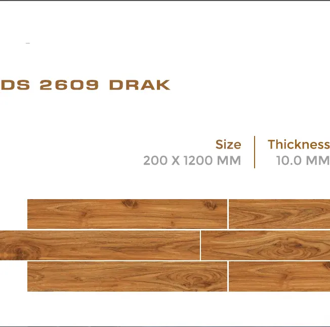 Houten Planken In 20X120Cm Verglaasde Porseleinen Houten Tegel In Punch-Effect Voor Keukenvloeren In Model "Ds 2609 Donker" Van Novac