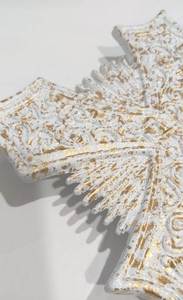 Handmade Metal White &amp; Gold Textured 9&quot; <strong>Cross</strong> Wall Hanging <strong>Cross</strong> I Metal Antique Holy <strong>Cross</strong> Supplier India - Product Image 2
