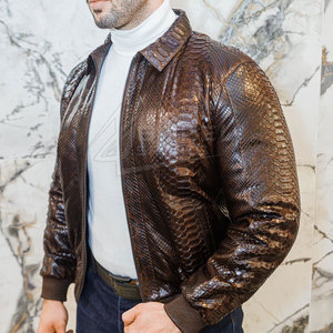 In New Stock Low MOQ Python Leather <strong>Jacket</strong> Oem Service Manufacturer Python Leather <strong>Jacket</strong> - Product Image 3