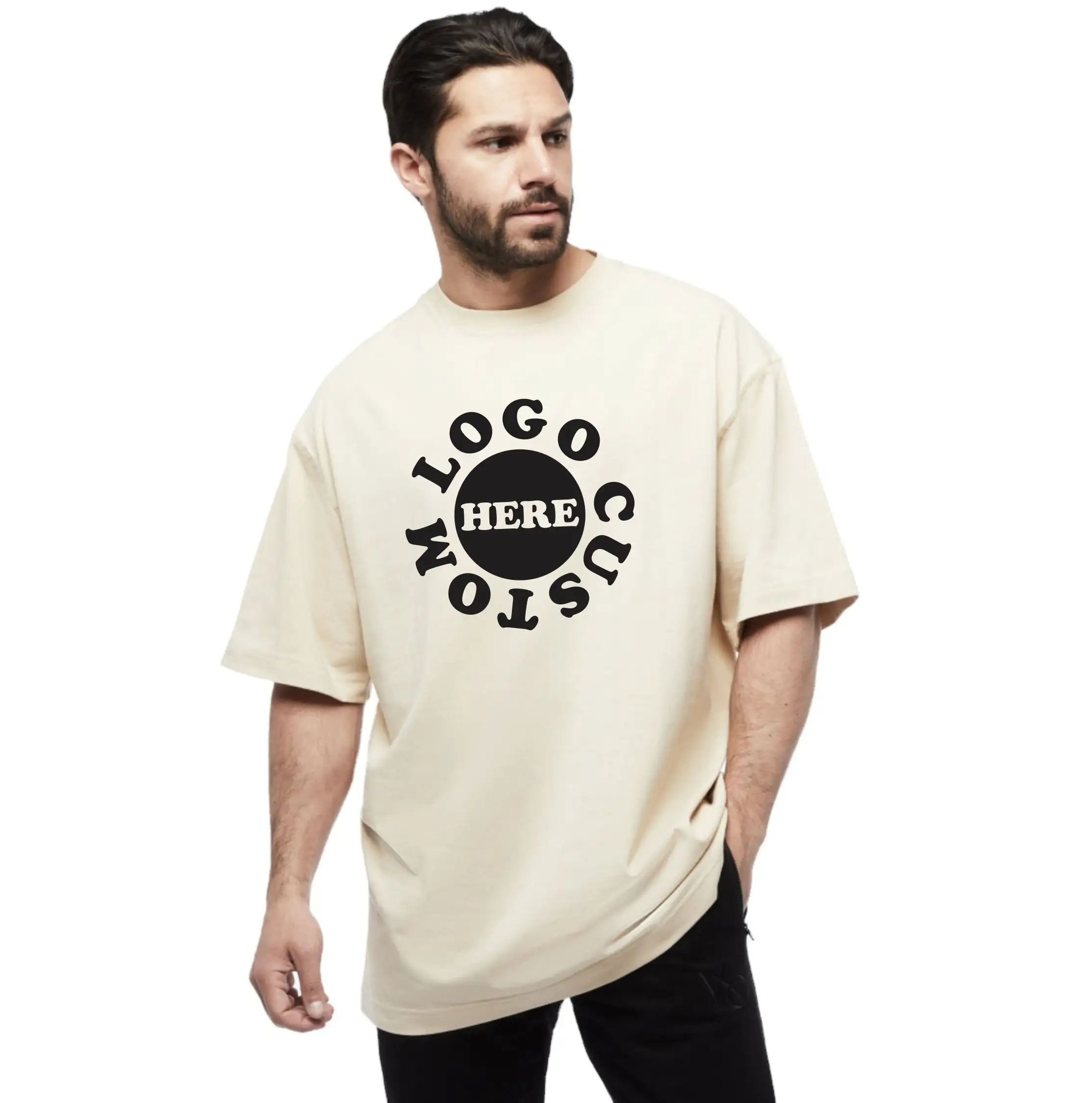 Wholesale printing blank 240gsm blank plus size T- shirt vintage style heavyweight cotton oversize men vintage t shirt