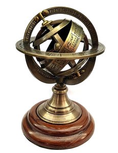 CALVIN ARTESANÍA "Globo de latón antiguo vintage Armillary (Rashi) Esfera Astrolabio Náutico Marino Globo de Mesa para el hogar