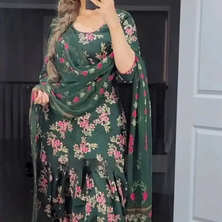 فولبارى فستان هندي هندي باكستاني تصميم سراويل وقمصان الهند الباكستاني لباس حفلات قماش مجموعة فساتين العيد
