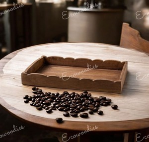 新到货带手柄的木制托盘天然抛光实木托盘 - Product Image 2