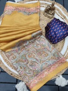 纯软Pashmina真丝纱丽披肩优雅美丽手工印花平纹婚姻特殊功能印度