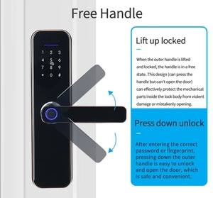 מנעול דלת wifi חכם דלת wifi עם סיסמא קורא טביעות אצבע אינטליגנטי ידית דלת זכוכית - Product Image 4