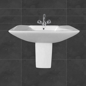 Ấn Độ Dễ Dàng Làm Sạch Gốm Nửa Bệ Sink - One Mảnh Bán Rửa Lưu Vực Mono Khối Lavabo Sứ Phòng Tắm Thiết Bị Vệ Sinh - Product Image 5