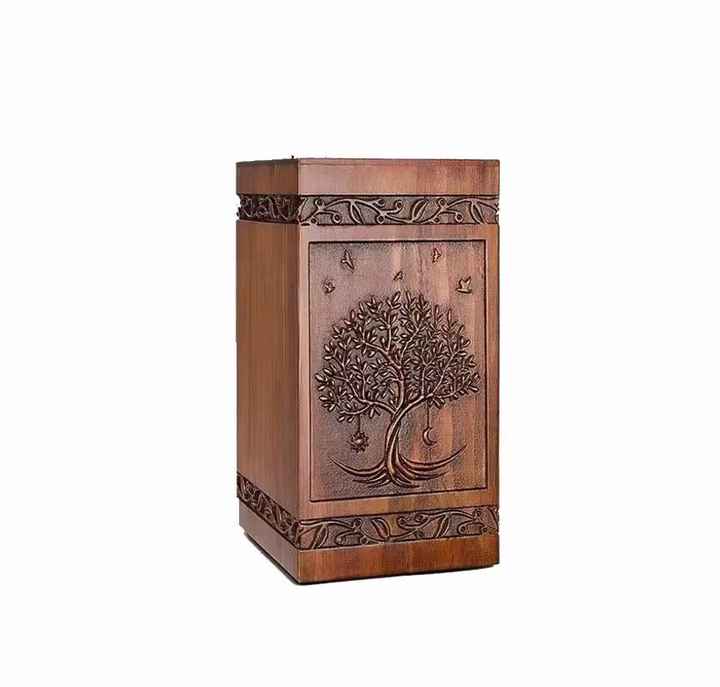 Handcrafted Wooden Cremation Urn Tree of Life Design Memorial Urn for Ashes Decorative Funeral Keeps