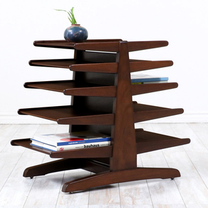 Fuji modern kitaplık, 5 raflı ve parlak ceviz kaplamalı bir ağaç şeklinde % tik ahşap kapı katı. - Product Image 1