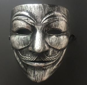 หน้ากากคอสเพลย์วิญญาณสำหรับวันฮาโลวีนหน้ากากแฮ็คเกอร์สีเงินหนาสำหรับอาฆาตออกแบบได้ตามที่ต้องการ - Product Image 3