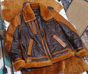 New Men's RAF B3 Bomber Flight <strong>Jacket</strong> Shearling Sheepskin Fur Lining Multicolor Flying Leather <strong>Jacket</strong> ODM OEM Available - Product Image 2