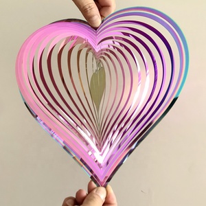 Kim loại 3D hình trái tim quay thủ công mỹ nghệ đầy màu sắc thép không gỉ tình yêu món quà gió kêu vang - Product Image 2