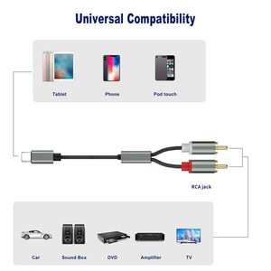 Cable de audio profesional USB C a 2 RCA (3 en 1), chaqueta de PVC de 5m de longitud para amplificador de potencia, altavoz de cine en casa para coche, Radio - Product Image 3