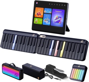 MELHOR PARA Teclado de Piano Digital com teclas iluminadas (expansível para 88 teclas) Controlador <span class=keywords><strong>MIDI</strong></span> Chord Pad portátil eletrônico