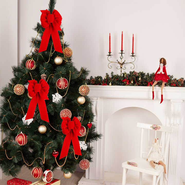 MSD Factory in Stock Red Velvet Christmas Ribbon Bow for Christmas Tree Decoration and Home Decoration