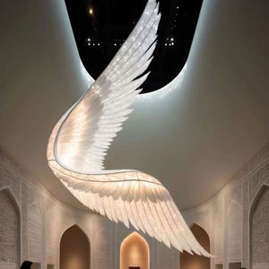 Tùy chỉnh sang trọng không tiêu chuẩn tùy chỉnh trang trí lông chim ưng pha lê thiên thần cánh đèn chùm - Product Image 3