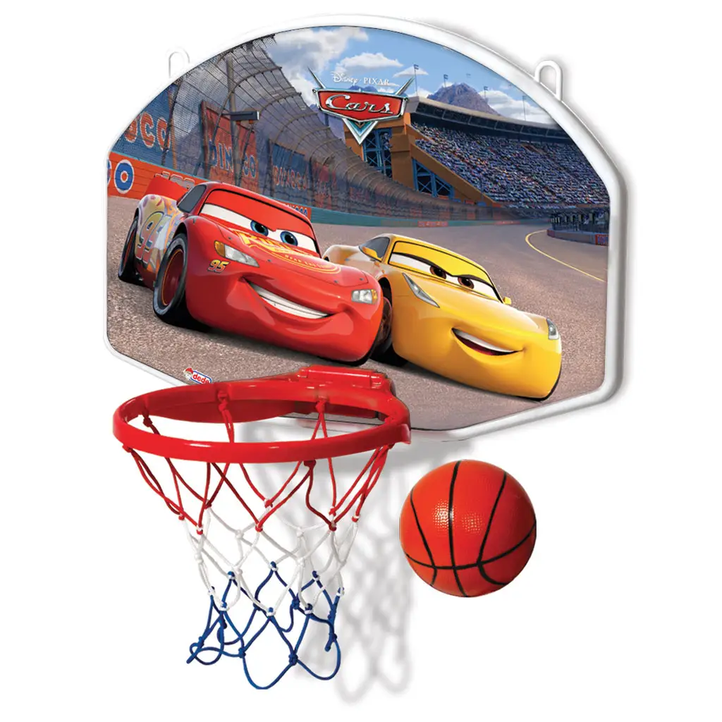 Cars Big Basket Set Licensed Products Basketball Hoop Slam Dunk with Portable Plastic Basketball Toy Sets for Kids