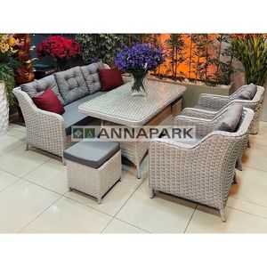 Merrell Annapark Modern açık oturma seti bahçe avlu yemek otel kullanımı için hasır alüminyum çerçeve PE demir malzeme