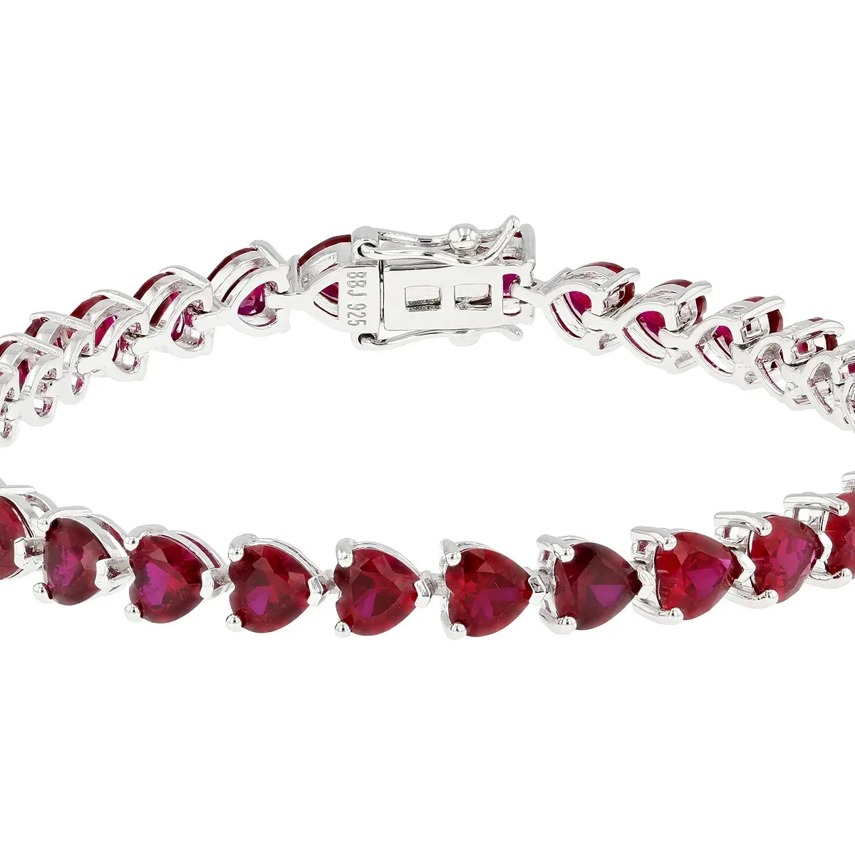 Pulseira de prata esterlina Ruby Heart joia elegante 925 com pingentes e pulseiras perfeitas para um visual atemporal e sofisticado