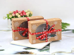 Tùy Chỉnh Cấp Thực Phẩm Kraft Bánh Giấy Quà Tặng Bao Bì Hộp Với Giấy Dầu Và Băng Giáng Sinh Cookie Hộp Với Cửa Sổ - Product Image 2