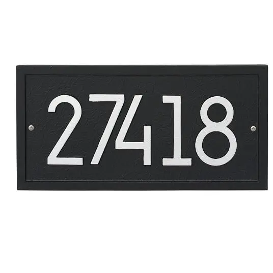 Placa de dirección Rectangular, placa de número de puerta de granito negro, señales de números de casa personalizadas, placas de dirección de casa