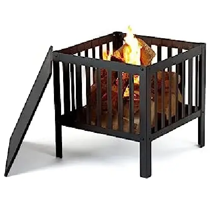 כיכר אש בור סל גדול שחור מתכת מנגל חיצוני גן דוד יומן צורב חיצוני עץ שריפת אש בור עבור פטיו בחצר האחורית