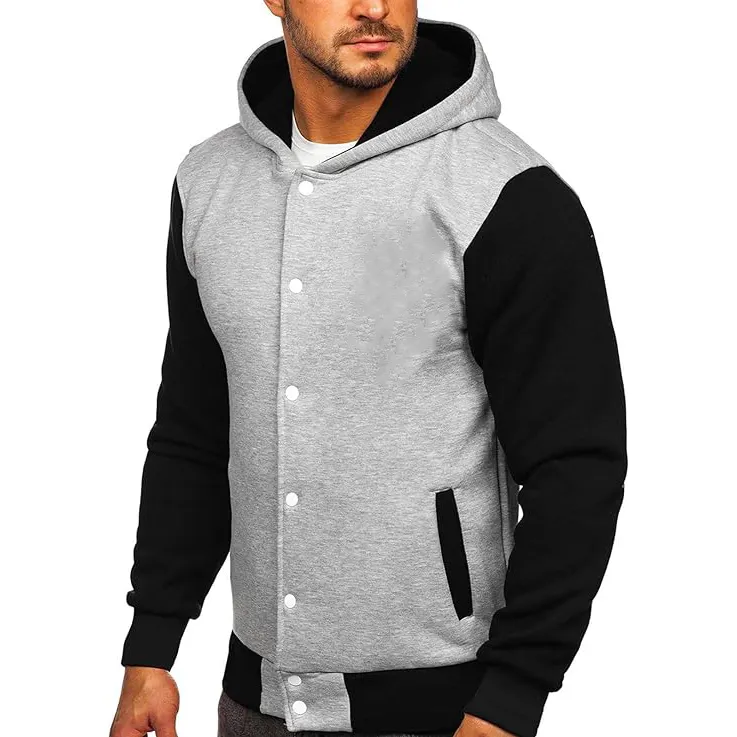 Giacca da Baseball in pile di cotone personalizzata da uomo di qualità Premium giacca college con cappuccio in bianco Letterman giacca college su misura