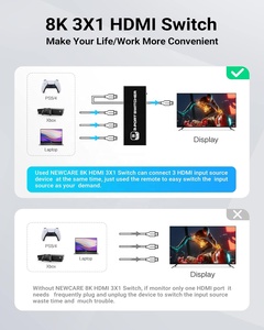 SY 8K HDMI 2,1 TV Monitor 3 3 en 1 salida 3 puertos 3x1 interruptor mezclador con Control remoto IR para Nintendo HDMI 2,1 Switcher - Product Image 5
