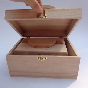 Juego de 3 cajas de madera anidadas Estuche de almacenamiento de madera con tapa con bisagras con mango plegable Joyero de madera para Cofre del Tesoro de recuerdos - Product Image 4