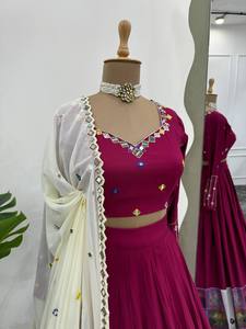 インドとパキスタンの女性用パーティーウェアデザイナーRayon Lehengha <span class=keywords><strong>Choli</strong></span> & Dupata