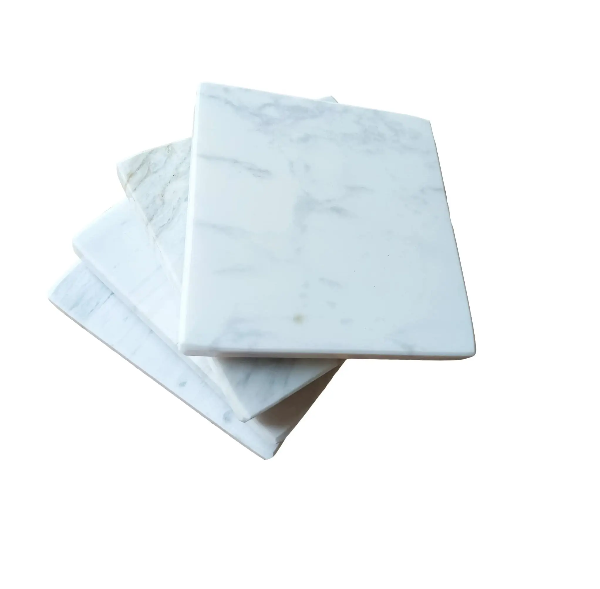 Sottobicchieri in marmo bianco con supporto in pelle Set di 4 sottobicchieri per bevande da 4 pollici (quadrati) fatti a mano da Adiba Home Decor
