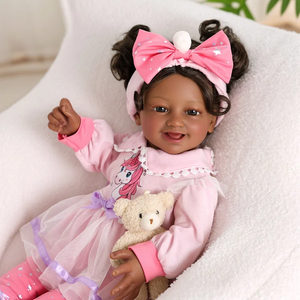 Babeside Una 20 Zoll Afroamerikanische Lebensechte Vinyl-Reborn-Babypuppe Weiches Spielzeug Mini Weichkörper Kleinkind Geschenk - Product Image 3
