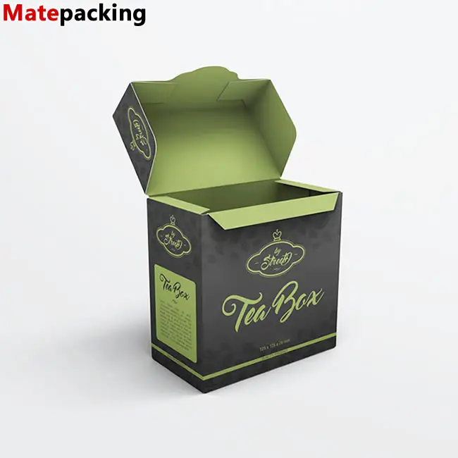 Embalaje de caja de té extremo pliegue Logotipo de diseño personalizado caja de té mate de lujo para té