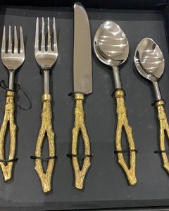 4 piece white gold <strong>flatware</strong> modern new <strong>design</strong> <strong>flatware</strong> cutlery set