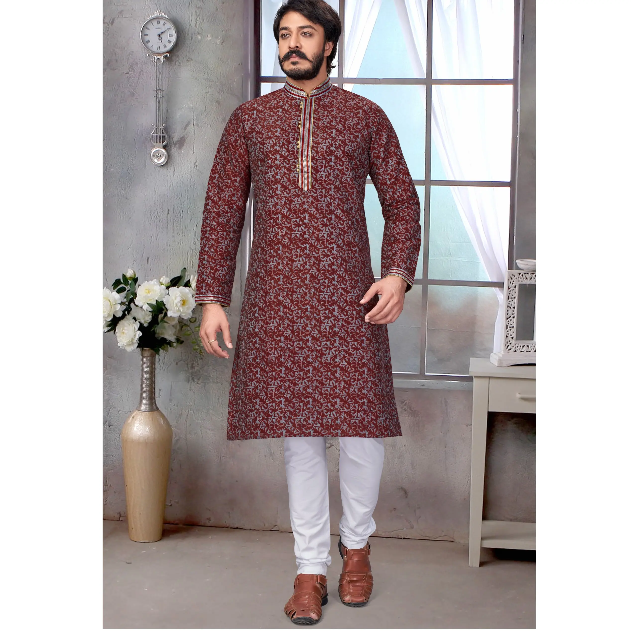 Modische Herren Shalwar Kameez aktuellste Modische Premiumqualität aktueller Trend ethnische Kleidung Herren Kurta-Pjama Salwar Kameez für Herren