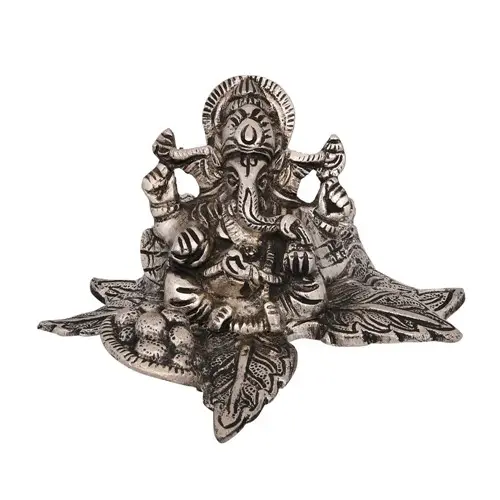 Ganesha Chapado en plata hecha a mano, estatua de hoja, artículo religioso para decoración del hogar y regalo de invitaciones de boda
