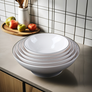 Preço de Fábrica por Atacado para Louças de Melamina Personalizadas para Restaurantes Chineses, Tigelas de Cozinha com Borda Preta - Product Image 4