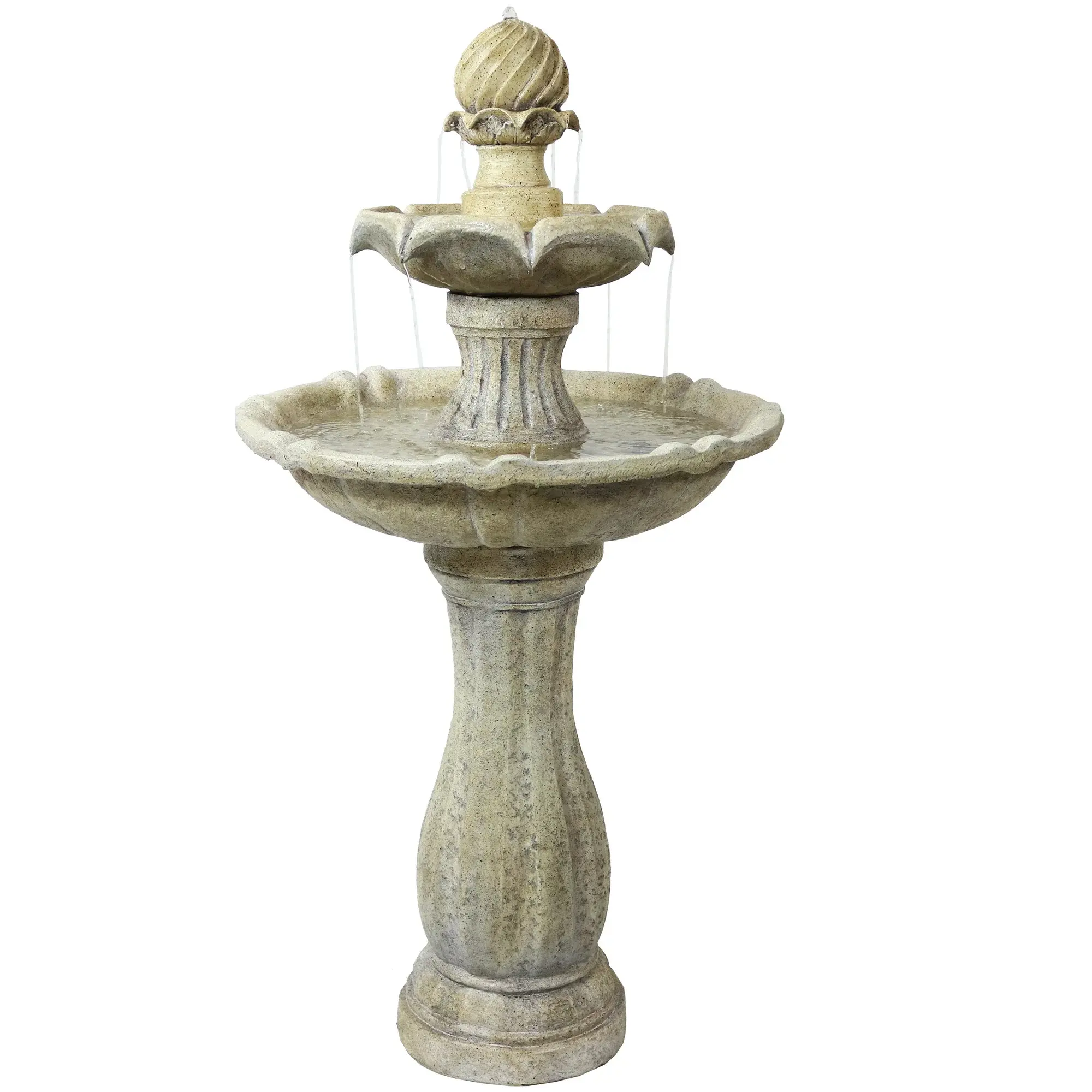 Fontana d'acqua in marmo giallo chiaro, fontana in marmo intagliato a mano, fontana in pietra di marmo decorativo