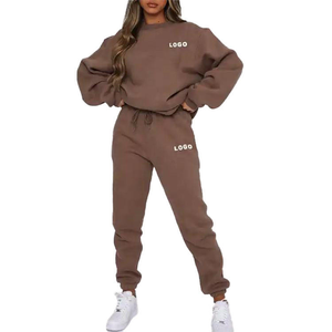 Womens Oversized Lounge Set Solid Color Crewneck Pullover and Jogger Pants <strong>Matching</strong> Two Piece Comfortable Relaxed <strong>Fit</strong> Outfit - Product Image 4