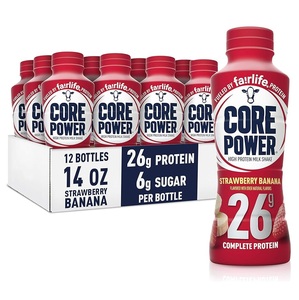 Çekirdek güç çilek muz 26g Protein Shake, 14 oz. Şişeler, 12 paket