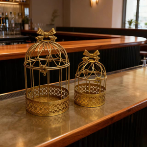 Mới thân thiện với môi sắt birdcage thiết kế công nghiệp Vàng kết thúc treo tùy chọn nhiều kích cỡ đồ nội thất trang trí cho nhà - Product Image 1