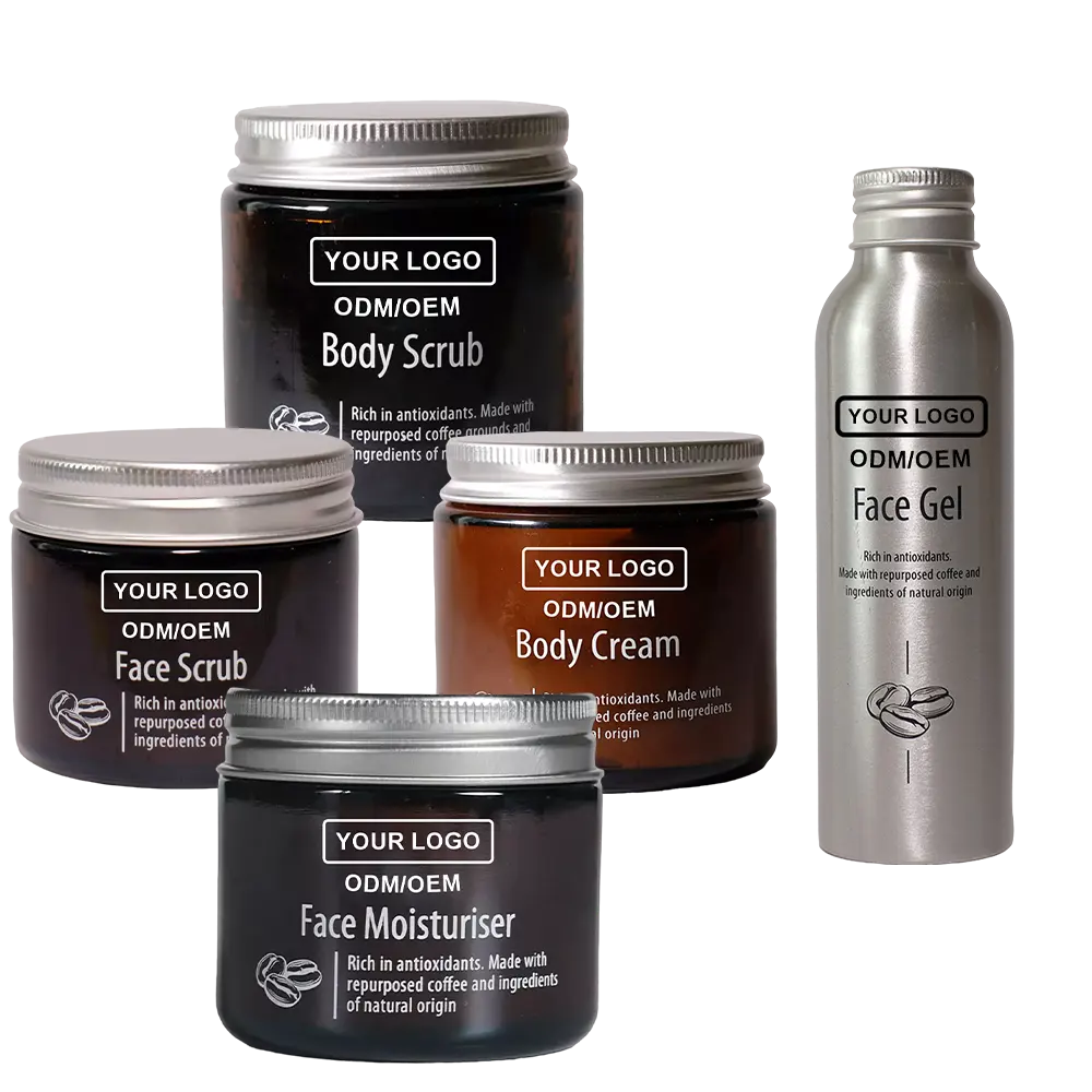 Cura della pelle con il nostro premium natural exfoliating whitening coffee skincare face body cream scrub gel con un logo personalizzato design