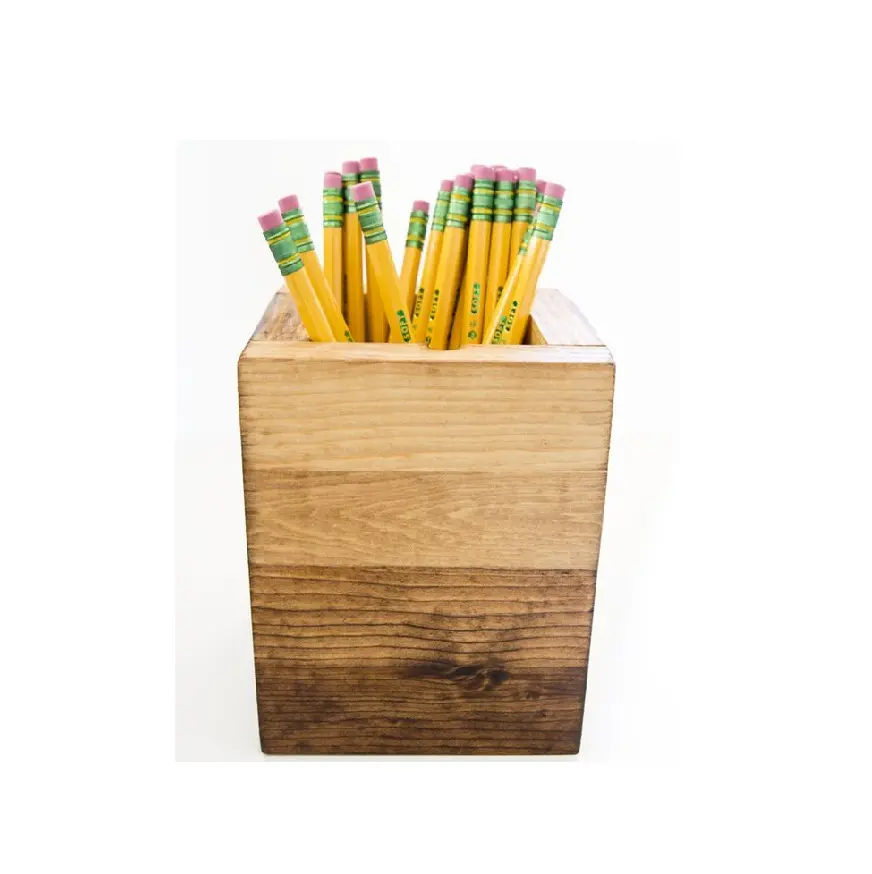 Porte-stylo et porte-crayon en bois de grain naturel tasses/fournitures de bureau organisateur porte-crayon