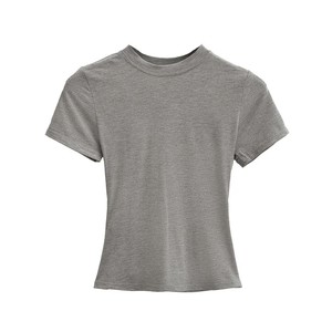 卸売夏着新しいStyl女性プリント美しいソリッドカラーTシャツ、女性のための半袖Tシャツ - Product Image 6