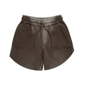 Pantalones cortos de lavado ácido desgastados Vintage para hombre de la mejor calidad 100% algodón fabricante al aire libre Puff estampado cadena cintura elástica sólida - Product Image 6