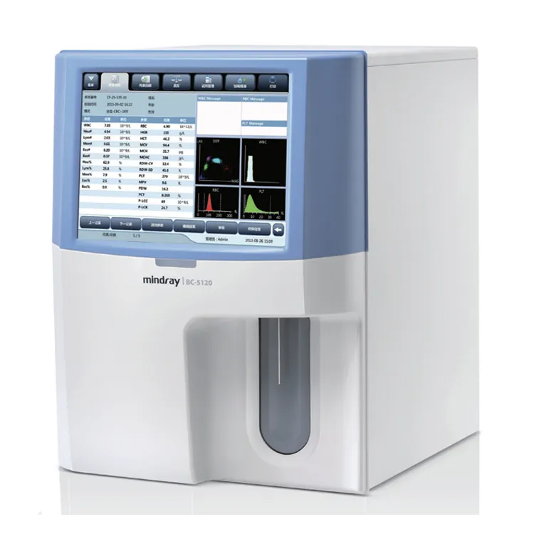 Analizador de Hematología Mindray de 5 partes usado, Analizador de recuento de células sanguíneas CBC completamente automatizado de 2, 2, 1, 2, 1, 2