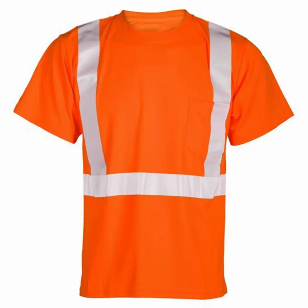 Hi Vis Reflective Safety Customized T-Shirt High Visibility Reflective Safety Shirts Men's Polyester/Cotton/Mesh Custom Fabric