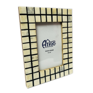 Cubic Bone Inlay Photo <strong>Frame</strong> Mosaic Grid Pattern MDF <strong>Frames</strong> Black Lines Modish Picture Holder <strong>Frame</strong> Decor/ Gifts /Display Accent - Product Image 2