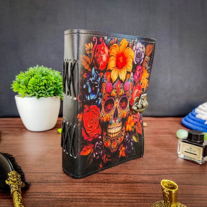 Gölgeler boş büyü kitabı şeker kafatası severler dergisi cadılık Tarot gotik dizüstü antika eski en iyi erkekler için hediye onu - Product Image 4