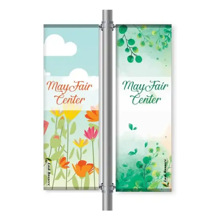 Advertising Custom Your Own Logo Design Screen Printing Solid and Durable Polyester Fabric Street Light Pole Banners